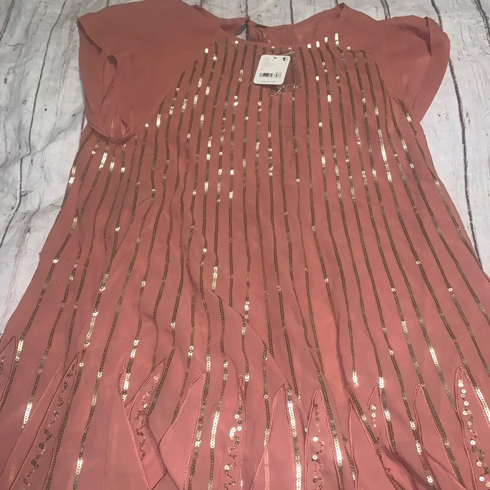 NWT! Free People mint julep pink sequin flowy minidress S